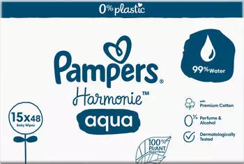 Pampers Harmonie Aqua Feuchttücher (15 x 48 Stück)