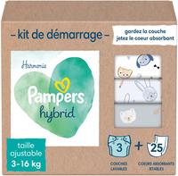Pampers Harmonie Hybrid - Starter Pack | 3 waschbare Windeln mit 25 Einweg-Einlagen