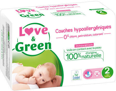 Love & Green Hypoallergenic nappies size 2 (3-6 kg) 36 pcs