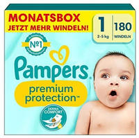 Pampers Premium Protection New Baby Gr.1 Newborn 2-5kg Windeln, 180 St&uuml;ck,...