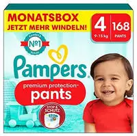 Pampers Baby Windeln Pants Gr&ouml;&szlig;e 4 (9-15kg) Premium Protection 168 St