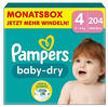 Pampers Baby Dry Gr. 4 Maxi 9-14kg Windeln, 204 Stück , Monatsbox