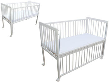 Micoland Beistellbett/Babybett 2in1 120x60cm mit Matratze wei&szlig;