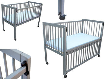Micoland Beistellbett/Babybett 2in1 120x60cm mit Matratze grau