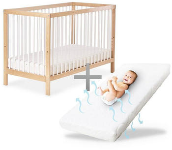 Ehrenkind Babybett Pur 120x60cm mit Matratze natur-wei&szlig;