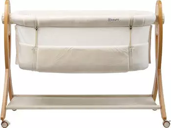 babyGO SidebySide weiß/beige – Vielseitig einsetzbar: Beistellbett, Stubenwagen und Wiege in einem