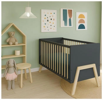 Baby-Delux Babybett 60x120 Juna anthrazit Kiefernholz Schutzgitter