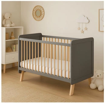 Baby-Delux Babybett 60x120 Lou grau Kiefernholz