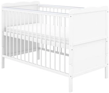 Baby-Delux Babybett Max 2in1 weiß 60x120 Kiefermassivholz, Lattenrost, Beißschienen zum Schutz