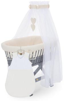 FabiMax Stubenwagen grau lackiert - Creme / Schlafsack