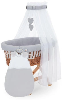 FabiMax Stubenwagen natur - Grau / Schlafsack