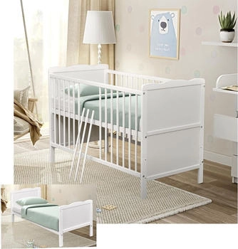 Baby-Delux Babybett Jack 140x70 Beißschienen, Matratze höhenverstellbar weiß umbaubar