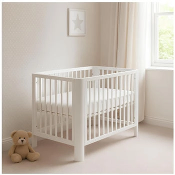 Baby-Delux Babybett 60x120 weiß Lio 2in1 umbaubar Schutzgitter Aloe Vera Matratze
