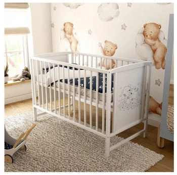 Baby-Delux Babybett Mia 120x60 Weiß mit Bärchen Motiv inkl. Komfort Matratze