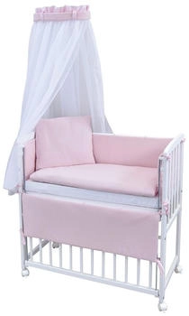 Baby-Delux Beistellbett Set 90x40 weiß inkl. Matratze Bettwäsche Set komplett Interlock Soft Rosa