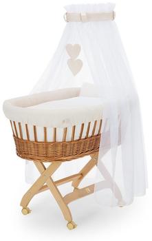 FabiMax Stubenwagen natur - Creme / Decke und Kissen