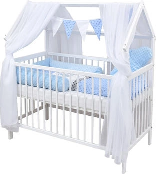 Baby-Delux Komplettbett Hausbett weiß 60x120 Beißschienen Matratze Bett Set Prince Stars