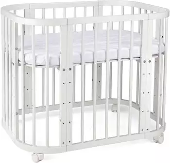 Waldin 5-in-1 Babybett mit Matratze Wei&szlig;