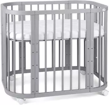 Waldin 5-in-1 Babybett mit Matratze, Grau