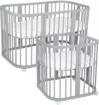 Waldin 7-in-1 Babybett mit Matratze, Grau