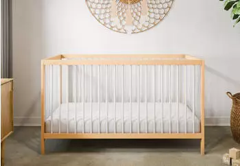 Kids Collective Babybett Gitterbett 60x120 cm höhenverstellbarer Lattenrost & herausnehmbare Sprossen stabiles Buchenholz natur/weiß
