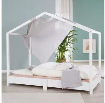 Roba Hausbett Bodenbett 70x140cm Holz wei&szlig; (207023WE)