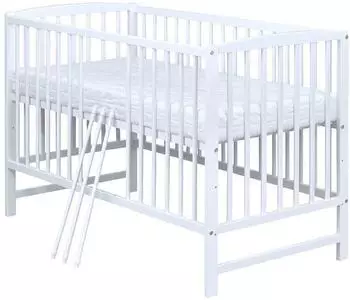 Baby-Delux Babybett Milo 120x60 Weiß Kiefernholz mit Matratze