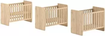 Vipack SAM Babybett 60/120cm umbaubar zum Juniorbett 90/200cm, Eiche Dekor