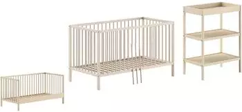 Vipack Dino Baby-/Juniorbett & Wickelregal, Buche massiv, natur, 70x140cm (DINO)