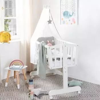 Roba Little Stars Babywiege 40x90cm, Holz, weiß/grau (288050WEV190-A)