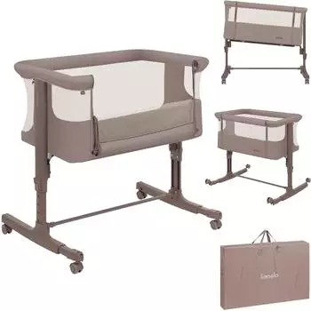 Lionelo Aurora 3-in-1 Babybett Beistellbett, bis 9kg, höhen- und neigungsverstellbar (LO-AURORA BEIGE TAUPE)