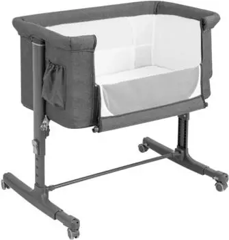 Costway Beistellbett 3-in-1 höhenverstellbar (5-stufig), Matratze, dunkelgrau (BC10112GR)