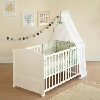 Roba Woodland Buddies Babybett 70x140cm, weiß/grün (0391W-3V283)