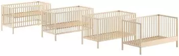 Vipack Dino Babybett 70x140cm, Buche natur, verstellbarer Lattenrost