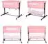 Lorelli Milano 2in1 Beistellbett höhenverstellbar mit Moskitonetz, rosa