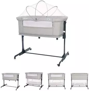 Lorelli Milano 2in1 Beistellbett h&ouml;henverstellbar mit Moskitonetz, grau