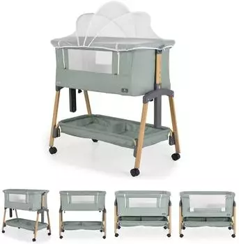Cangaroo Adoro Beistellbett verstellbar, Matratze, Moskitonetz, grün