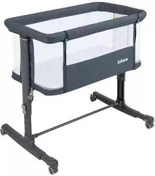 Costway Beistellbett 3-in-1 Babywiege, 5-stufig höhenverstellbar, dunkelgrau (NO32332SDDE)