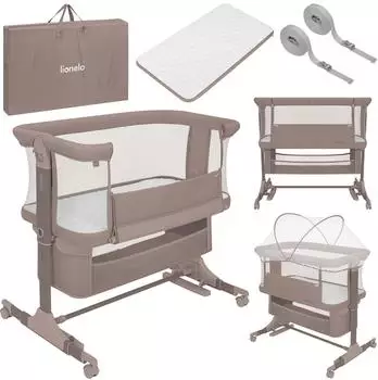 Lionelo Jodie 3-in-1 Beistellbett, Wiege, beige taupe (LO-JODIE BEIGE TAUPE)