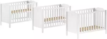 Vipack Amori Babybett 60x120cm, weiß, Kiefer, höhenverstellbar