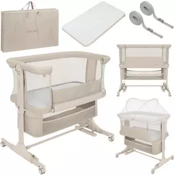 Lionelo Jodie Reisebett 3-in-1 Beistellbett/Wiege, beige (LO-JODIE BEIGE CREAM)
