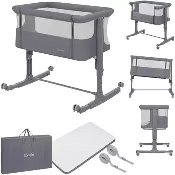 Lionelo Aurora 3-in-1 Babybett/Beistellbett/Wiege, grau, bis 9kg (LO-AURORA GREY MONUMENT)