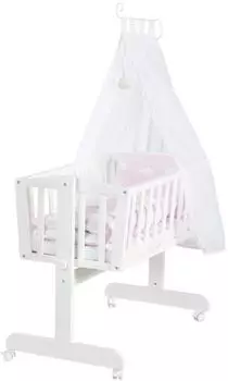 Roba Kleine Wolke Stubenwagen 40x90cm, Holz wei&szlig;, rosa (8950WV202-A)