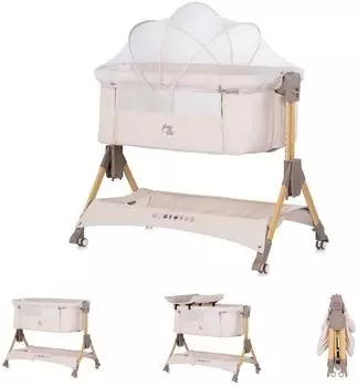 Chipolino Sleep'n Fold Beistellbett mit Matratze, R&auml;dern, Schwingfunktion & Wickelauflage, creme (KOSSF0264CA)