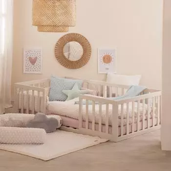 Roba Montessori Bodenbett 70x140cm, Holz, Lattenrost & Rausfallschutz (203200NG-1)