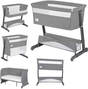 Lionelo Thomi Plus 5-in-1 Beistellbett/Reisebett/Sofa, grau (LO-THOMI PLUS GREY CONCRETE)