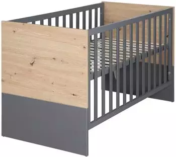 Roba Anna 2-in-1 Baby- & Beistellbett 60x120cm, anthrazit/Kent Eiche (800000625233)