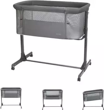 KIKKABOO Noah Beistellbett verstellbar, Anti-Reflux, R&auml;der