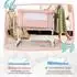 Costway Beistellbett 3-in-1 Reisebett, 5-stufig höhenverstellbar, mit Matratze, rosa