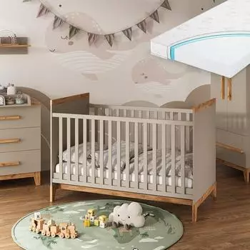 VitaliSpa Malia Babybett 70x140cm mit Matratze, Cashmere/Artisan-Eiche (58593)